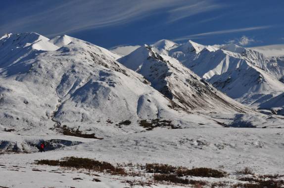 A neve já cobre quase todas as montanhas no Denali National Park, no Alaska
